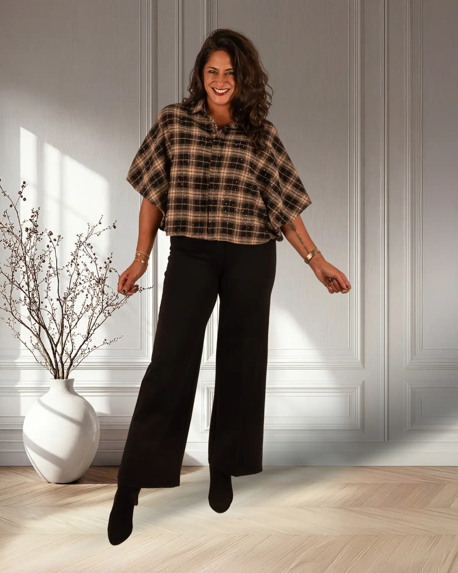 Zwarte pantalon met wijde pijp van Gasolina
