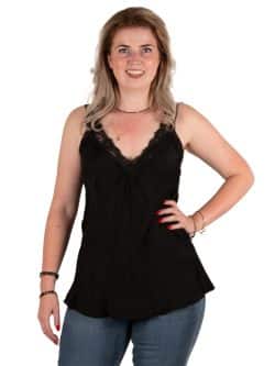 Zwart satijnen hemdje met kant van New Collection