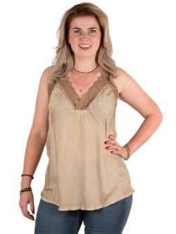Taupe/brons satijnen hemdje met kant van New Collection