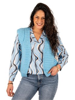 Blauw losgebreid gilet van Triple Nine