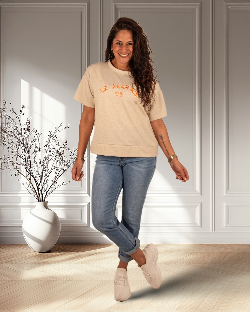 Beige shirt "Le Marais" van Mooij - Afbeelding 2