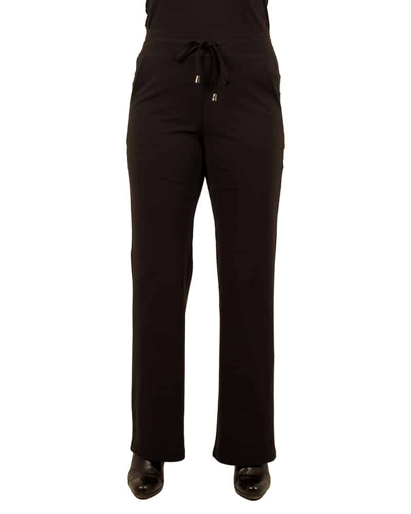 Zwarte travelstof pantalon met rechte pijp van Mi Piace - Afbeelding 4