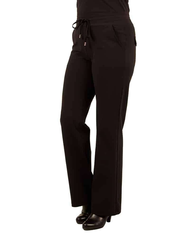 Zwarte travelstof pantalon met rechte pijp van Mi Piace - Afbeelding 2
