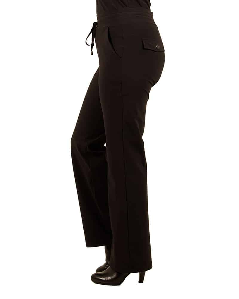 Zwarte travelstof pantalon met rechte pijp van Mi Piace - Afbeelding 5