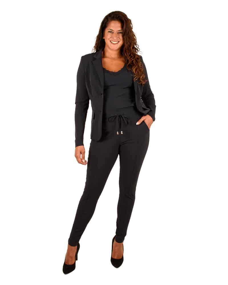 Donkerblauwe travelstof broek van Mi Piace - Afbeelding 2