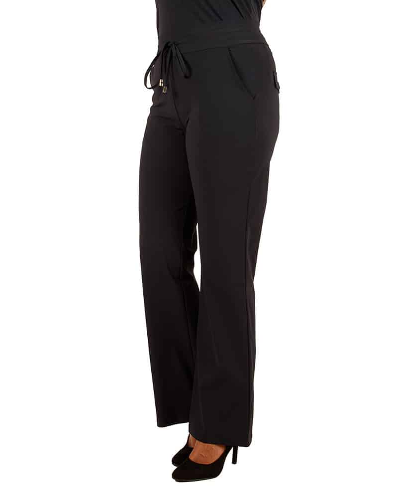 Donkerblauwe travelstof pantalon met rechte pijp van Mi Piace - Afbeelding 2