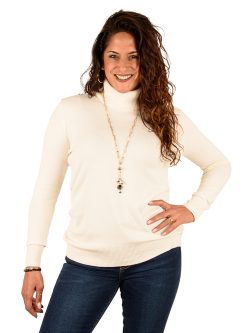 Ecru losse fijngebreide trui met col van Gemma Ricceri