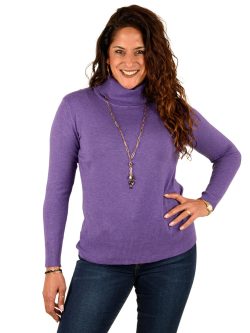 Paarse losse fijngebreide trui met col van Gemma Ricceri