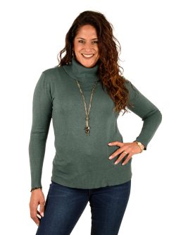 Donkergroene losse fijngebreide trui met col van Gemma Ricceri