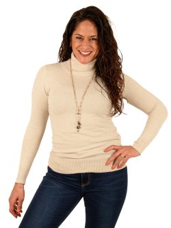 Beige fijngebreide trui met col van Gemma Ricceri