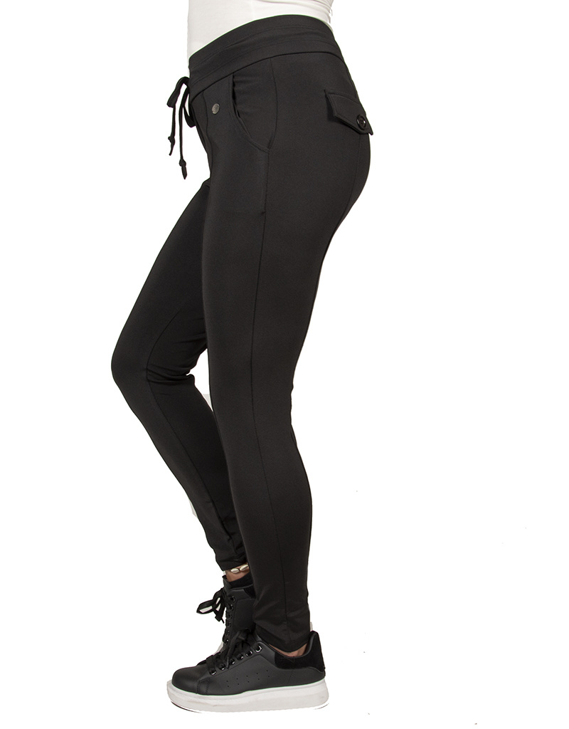 Zwarte travel stof broek van Angelle Milan - Afbeelding 3