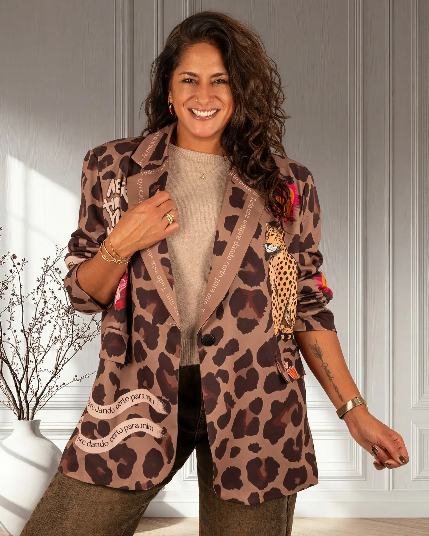 Panterprint oversized blazer van El-Vita