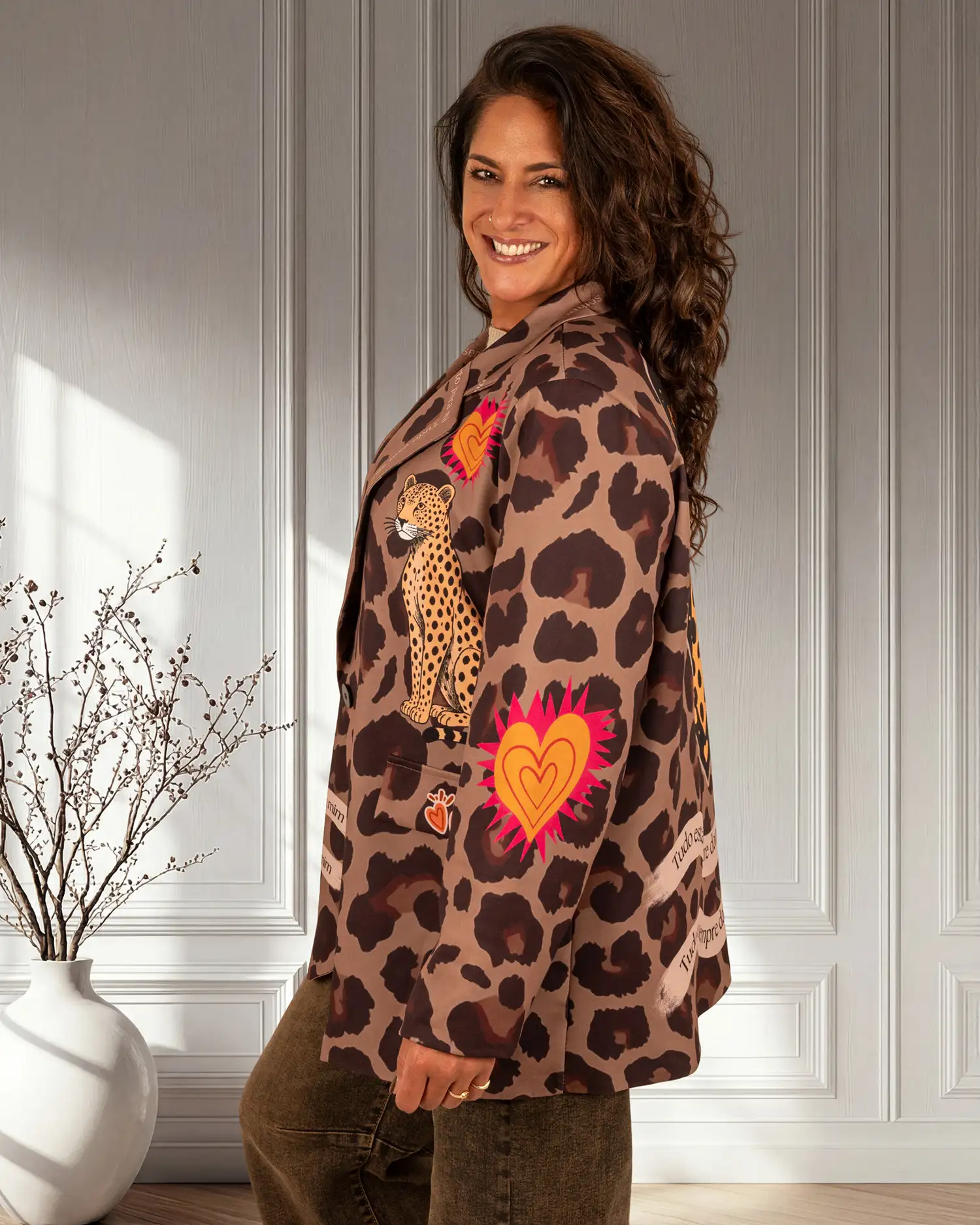 Panterprint oversized blazer van El-Vita - Afbeelding 4