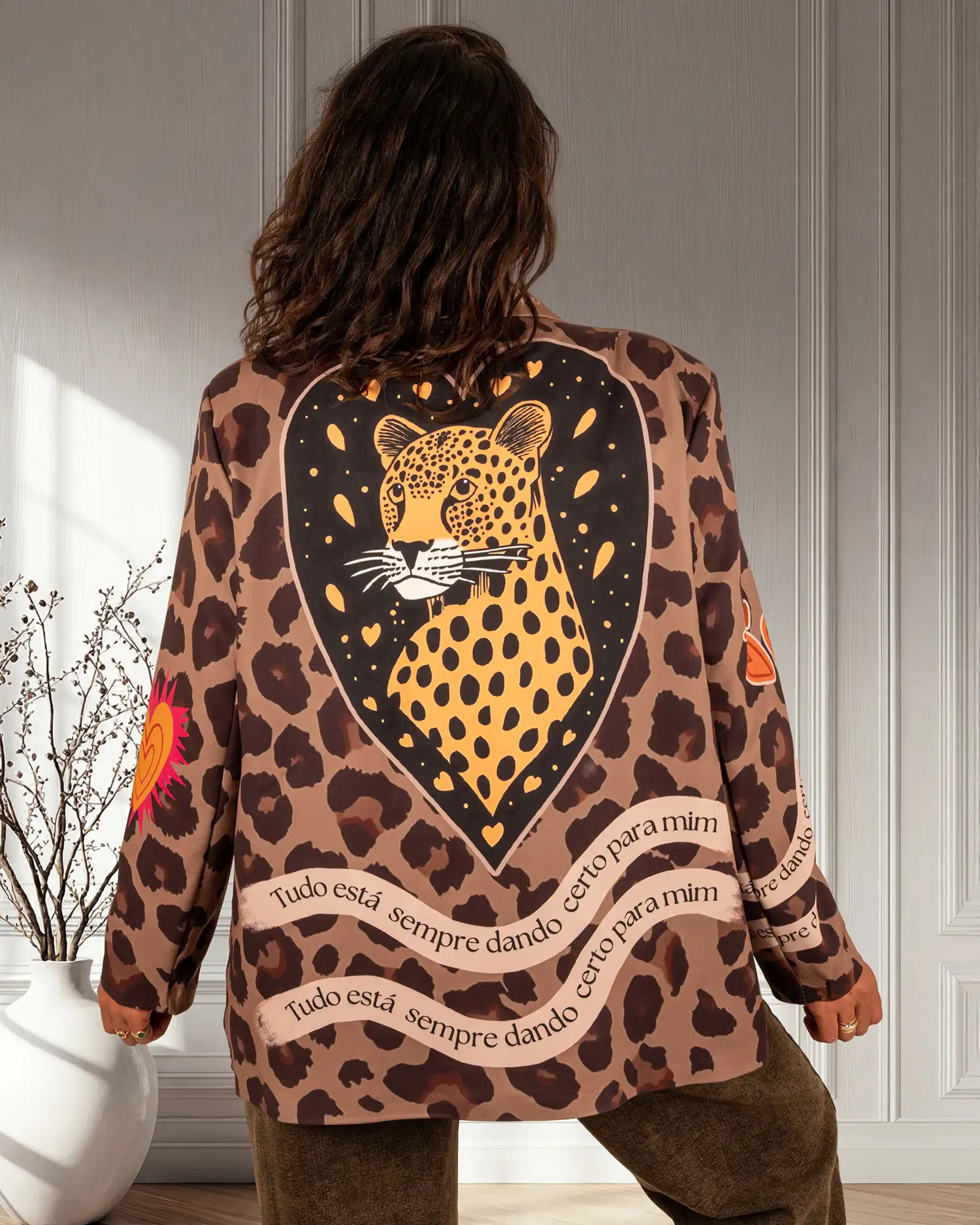Panterprint oversized blazer van El-Vita - Afbeelding 5