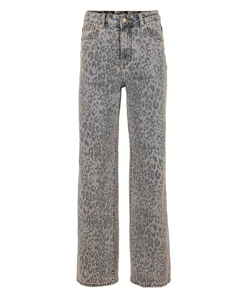 Blauwe panterprint wide leg jeans van Laulia - Afbeelding 3