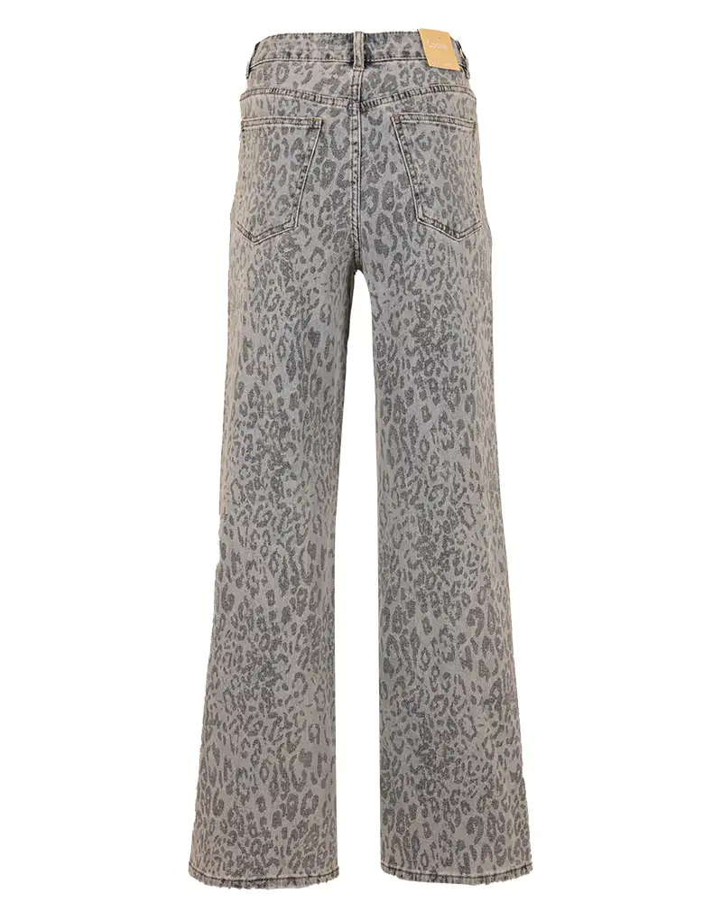 Blauwe panterprint wide leg jeans van Laulia - Afbeelding 5