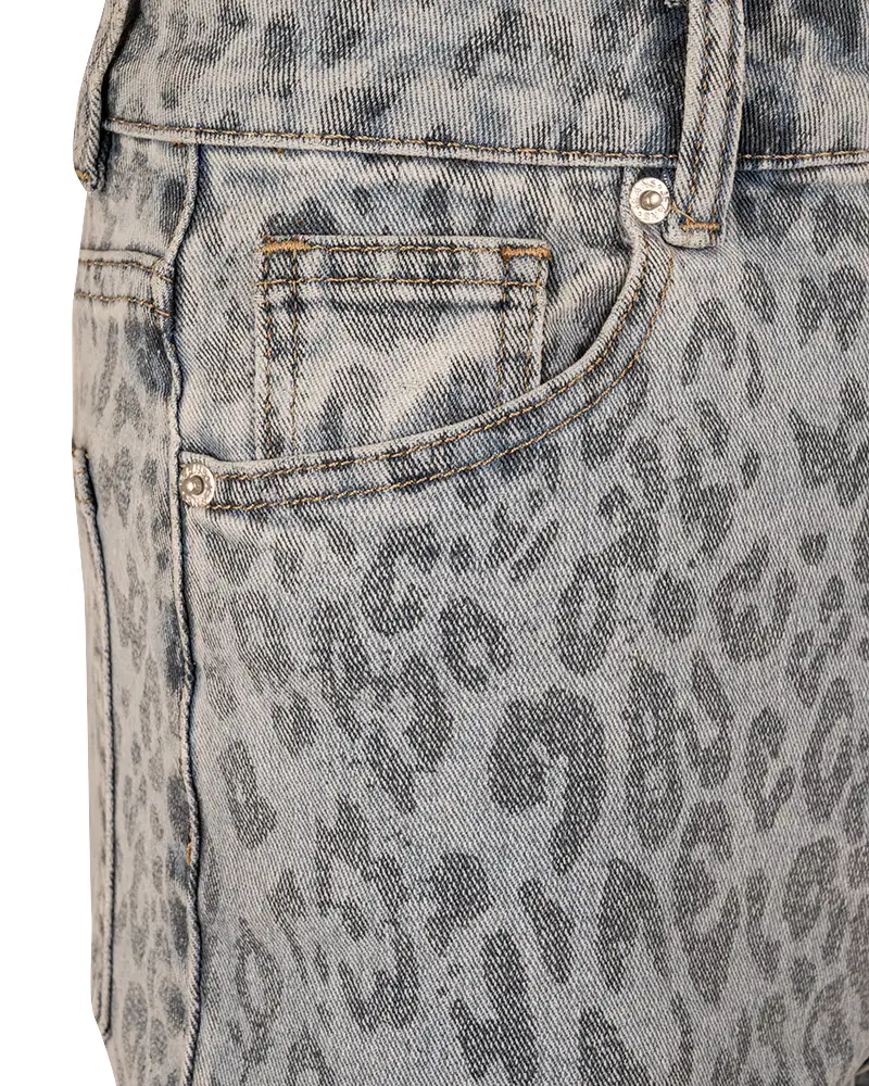 Blauwe panterprint wide leg jeans van Laulia - Afbeelding 7