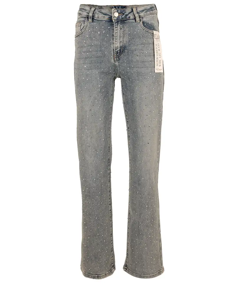 Light blue wide leg jeans strass van Hello Miss - Afbeelding 3