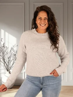 Lichtgrijze gebreide trui van My Way