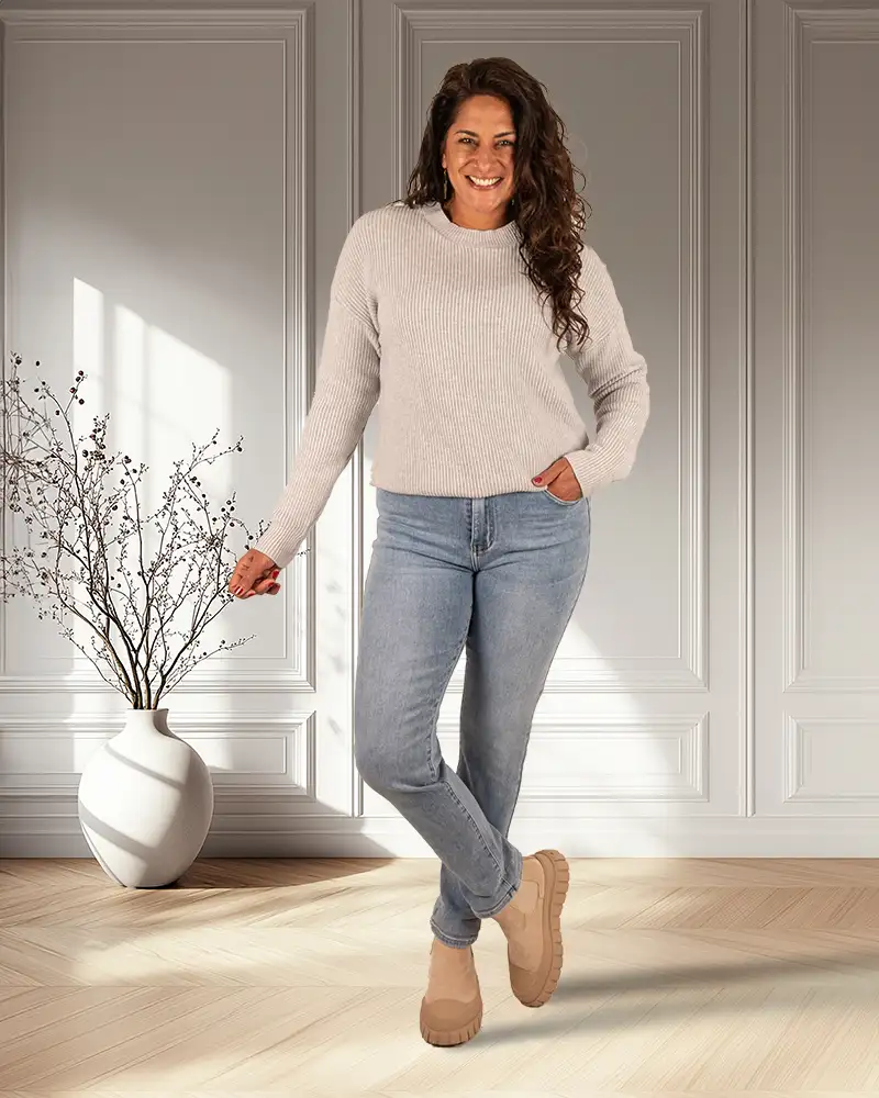 Lichtgrijze gebreide trui van My Way - Afbeelding 2