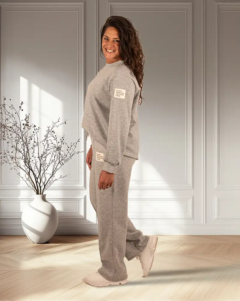 Lichtgrijs joggingpak lange mouw - Afbeelding 2