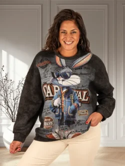 Zwarte sweater Bugs Bunny strass