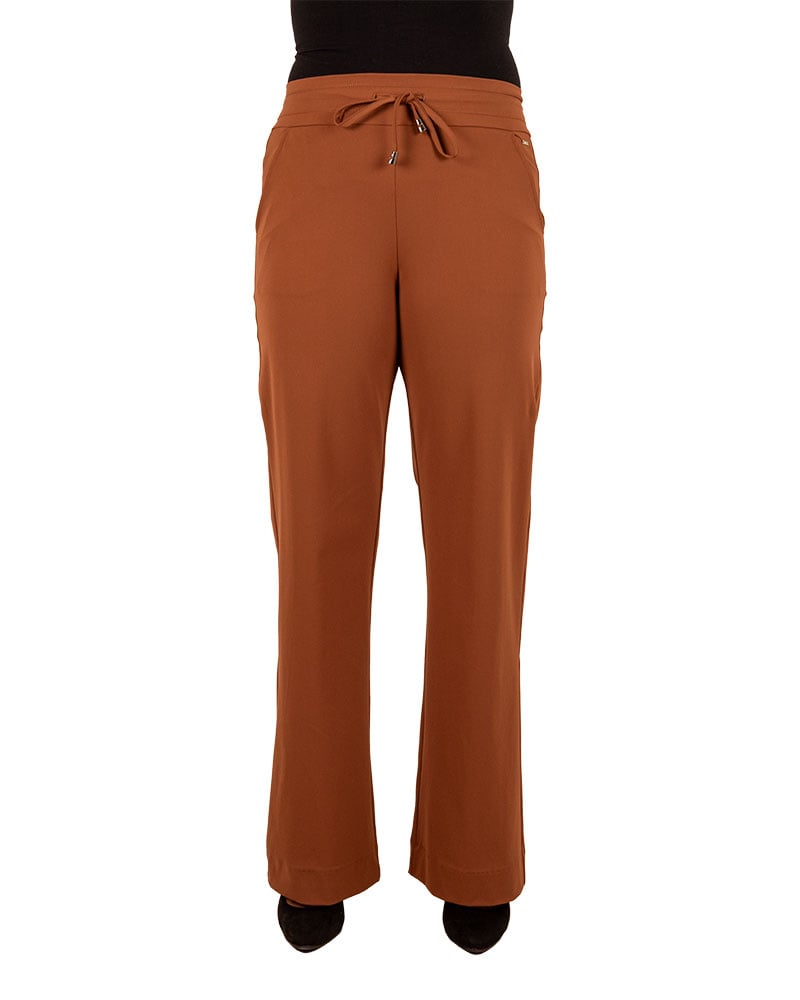 Caramel travelstof pantalon met rechte pijp van Mi Piace - Afbeelding 4