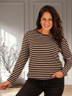 Zwart/beige shirt lange mouw van Drôle de Copine