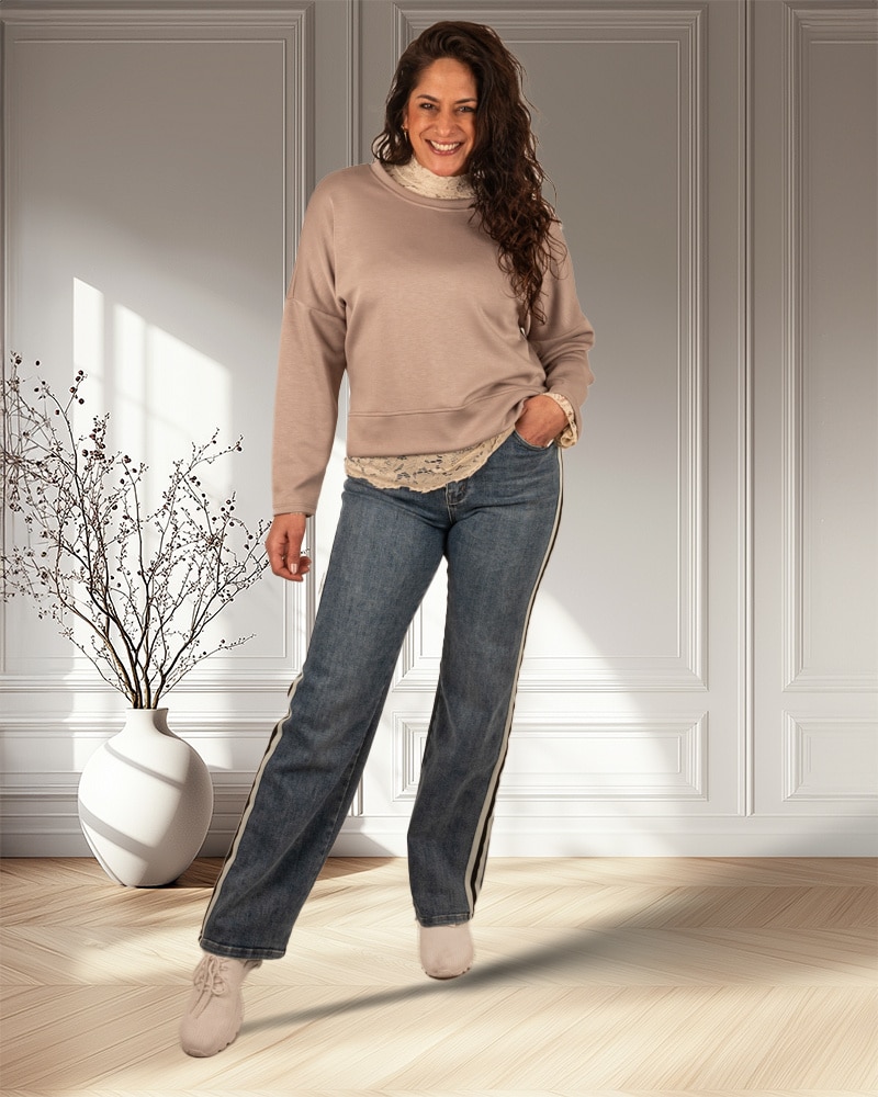 Taupe sweater van Forza - Afbeelding 2