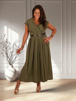 Legergroene  overslagjurk van Miuco