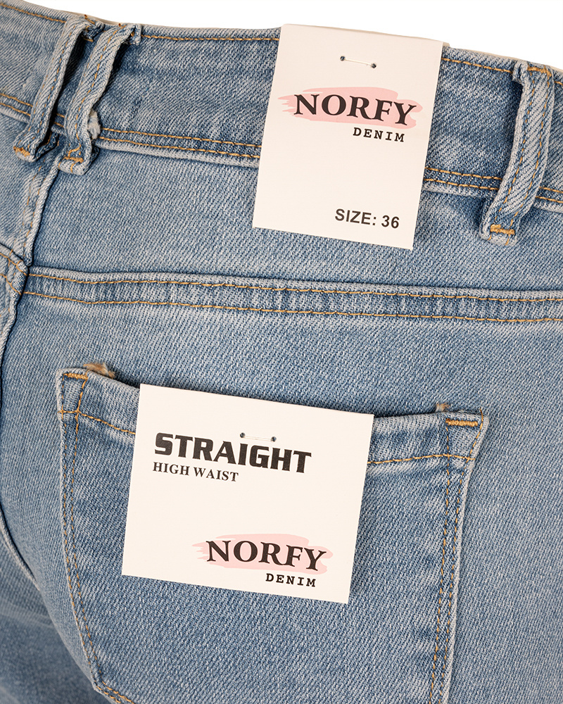Light blue high rise straight jeans van Norfy - Afbeelding 5