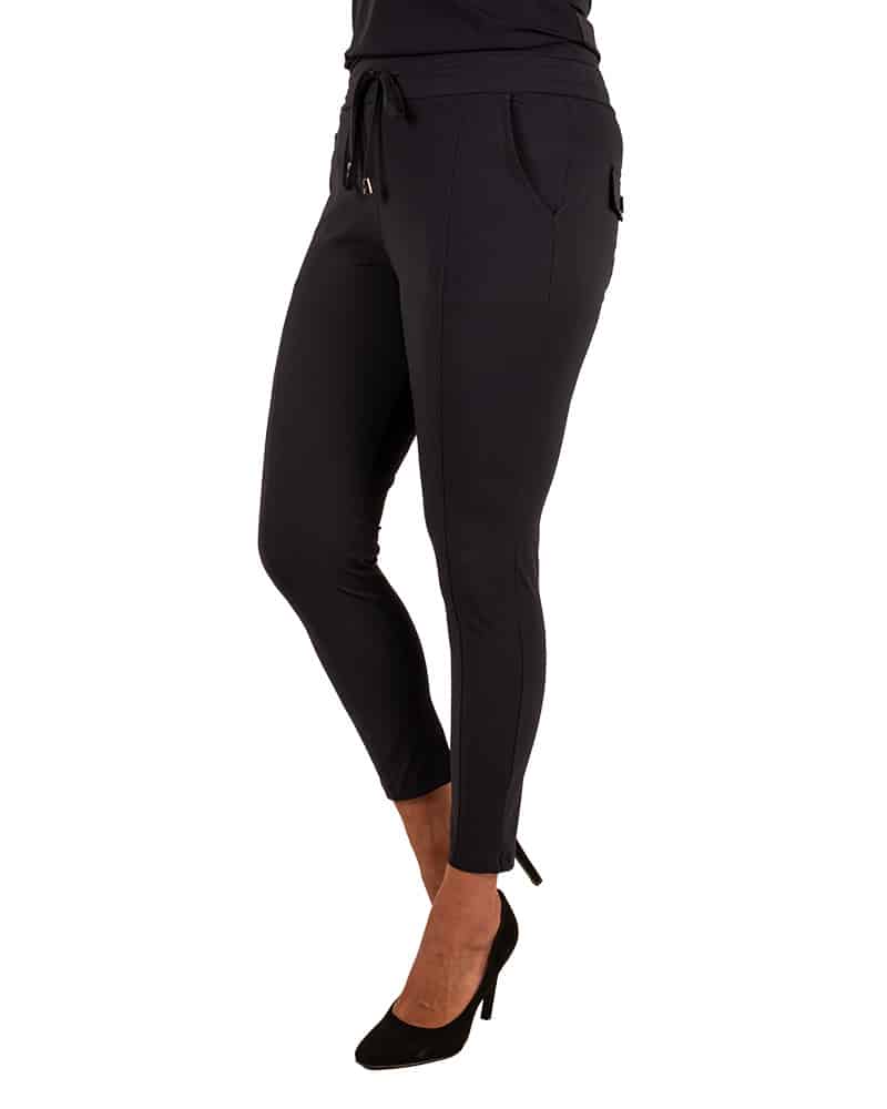 Donkerblauwe 7/8 travelstof broek van Mi Piace