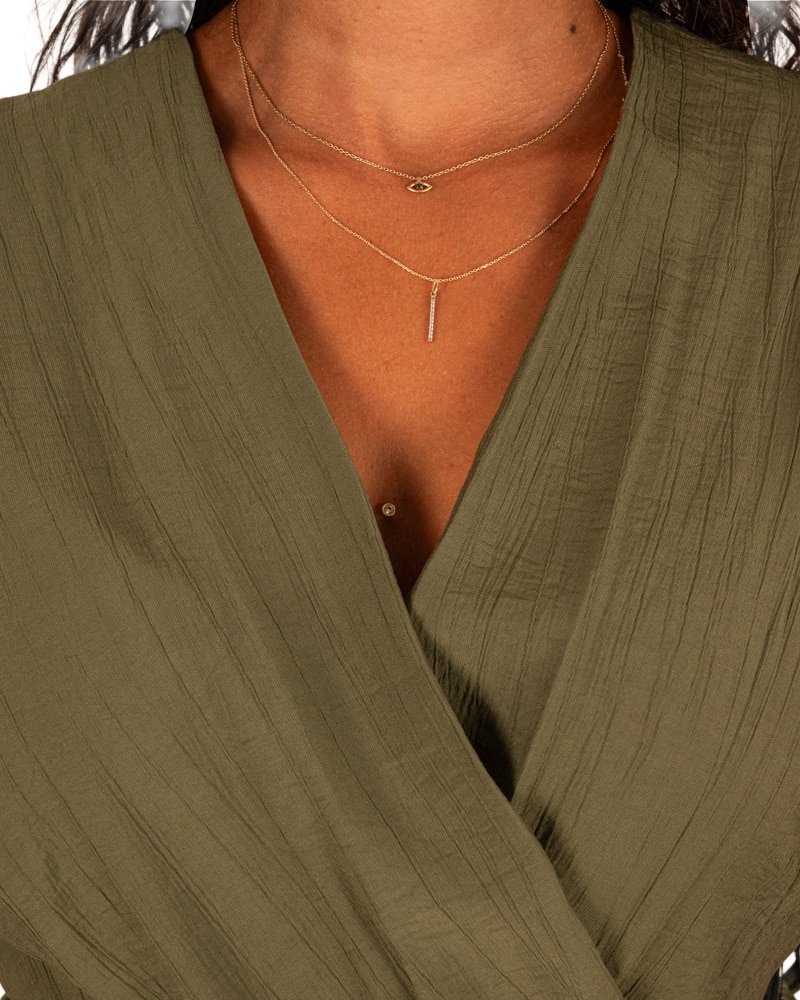 Legergroene  overslagjurk van Miuco - Afbeelding 4