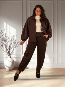 Donkerbruine jogging ballonbroek van El-Vita