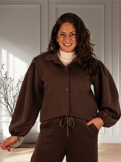Donkerbruine jogging blouse van El-Vita