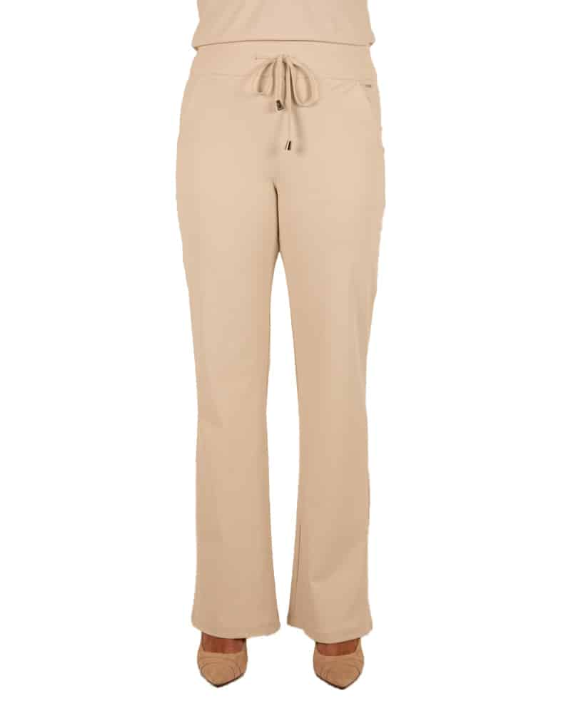 Lichtbeige travelstof pantalon met rechte pijp van Mi Piace - Afbeelding 3