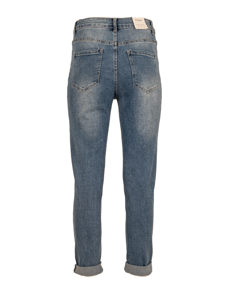 Blue high waist mom jeans van Redberry - Afbeelding 5