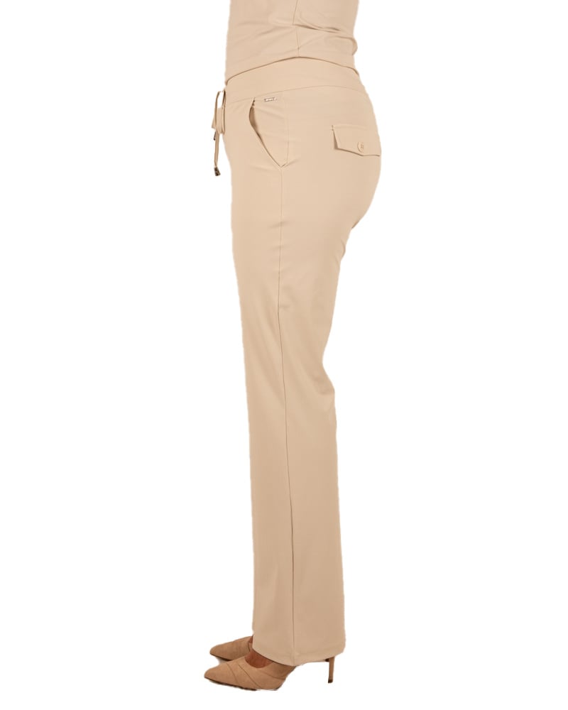 Lichtbeige travelstof pantalon met rechte pijp van Mi Piace - Afbeelding 4