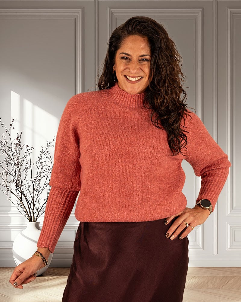 Terra Cotta trui glitter van Lamiar