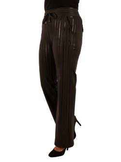 Zwarte travelstof pantalon met met glanzende print van Mi Piace