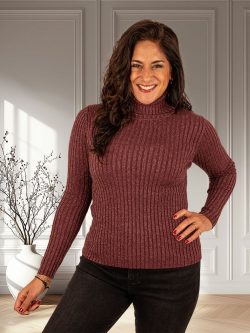 Bordeaux glitter trui met col van Gemma Ricceri