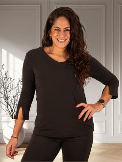 Zwart travelstof shirt van Mi Piace