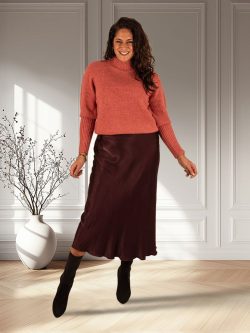 Bordeaux satijnen rok van New Collection