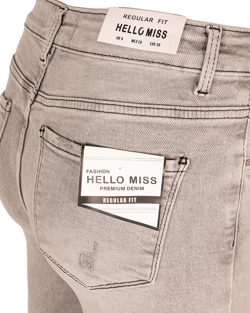 Lichtgrijze regular fit jeans van Hello Miss - Afbeelding 5