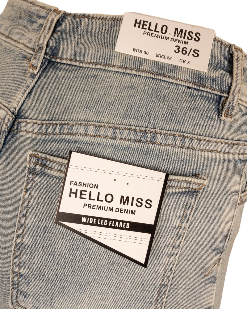 Light blue wide leg flared  jeans van Hello Miss - Afbeelding 7