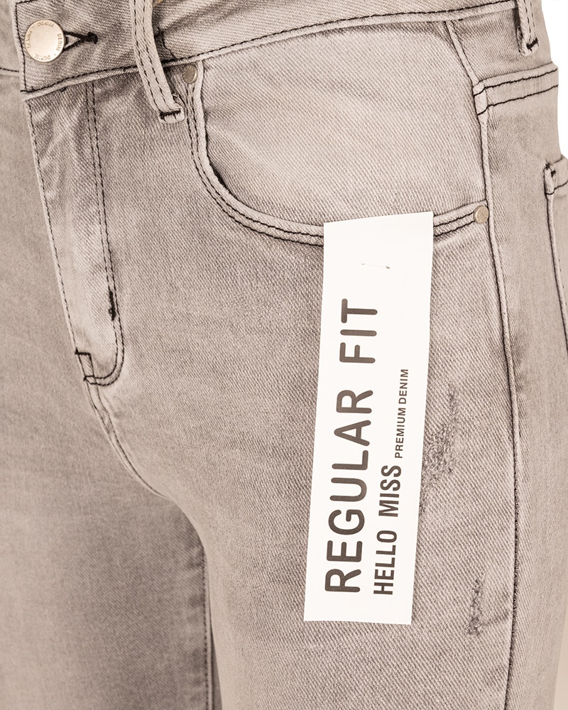 Lichtgrijze regular fit jeans van Hello Miss - Afbeelding 7