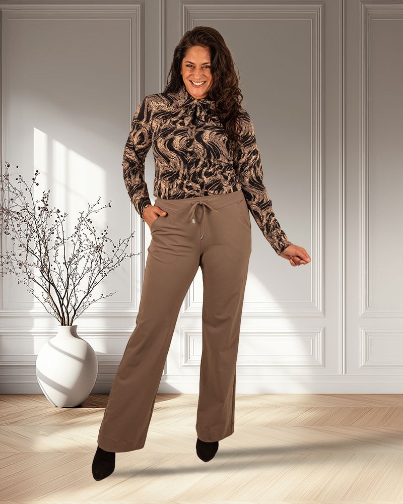 Falcon travelstof pantalon met rechte pijp van Mi Piace - Afbeelding 6