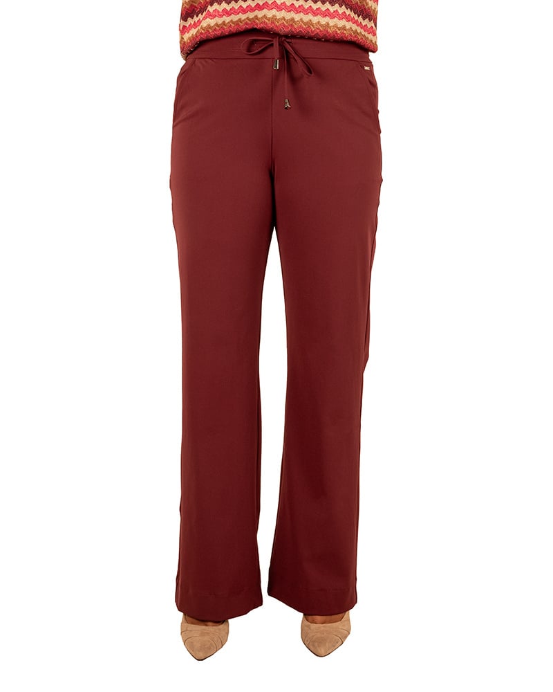 Bordeaux travelstof pantalon met rechte pijp van Mi Piace - Afbeelding 4