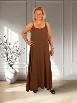 Donkerbruine lange jurk van El-Vita