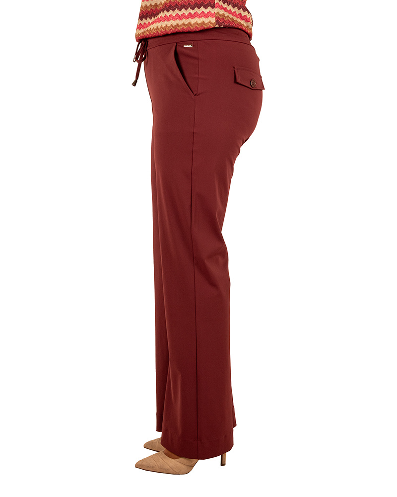 Bordeaux travelstof pantalon met rechte pijp van Mi Piace - Afbeelding 3